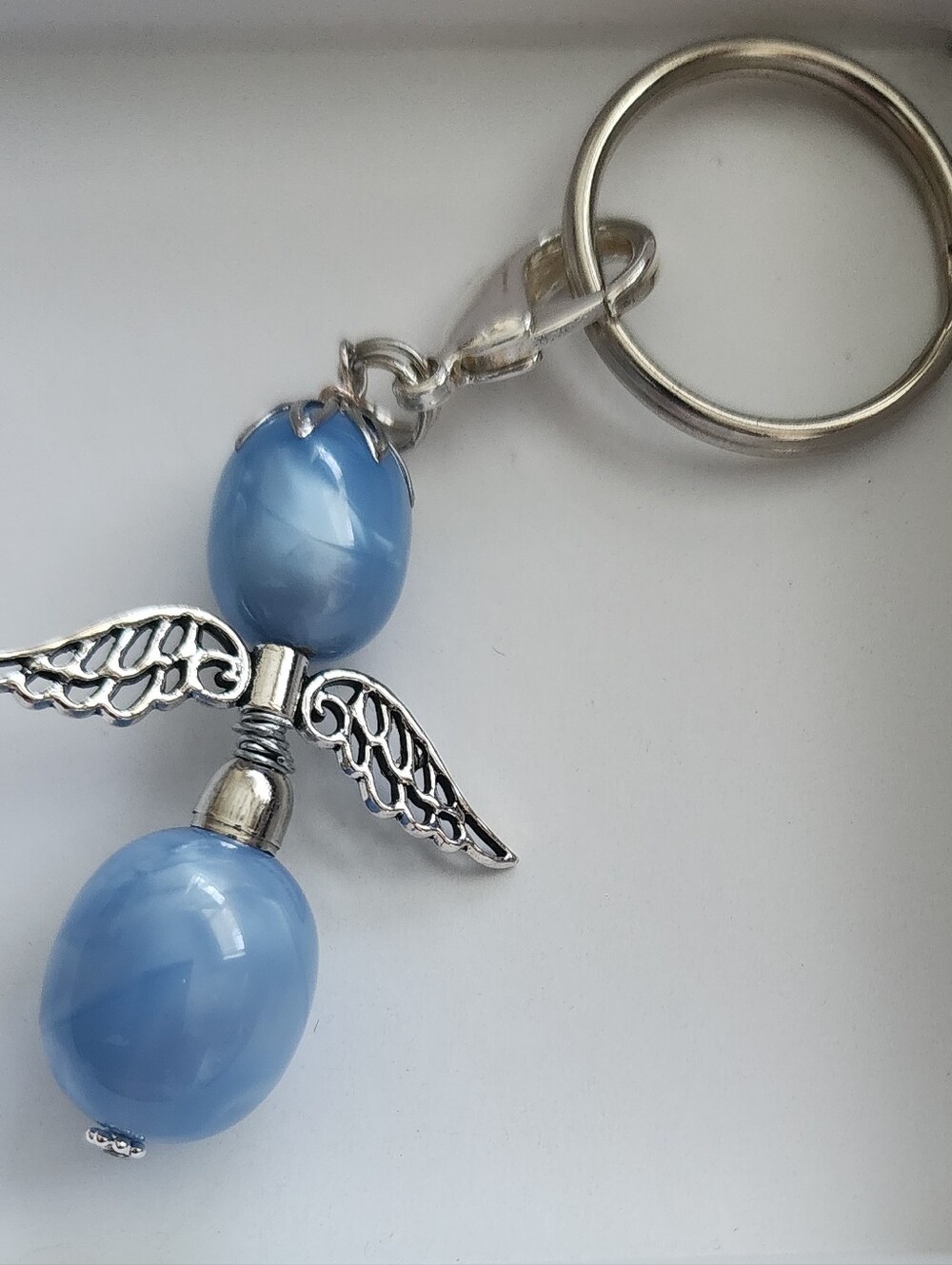 Light Blue Angel Bead Keychain Charm - Women Or Men Accessories